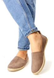 Damskie khaki brązowe wciągane półbuty espadryle Potocki