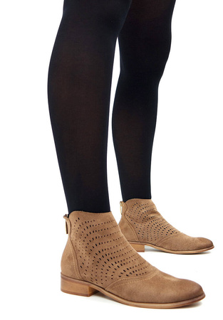 Damskie brązowe ażurowe botki Potocki