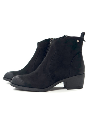 Damskie czarne zamszowe krótkie botki kowbojki na obcasie 12751 Potocki