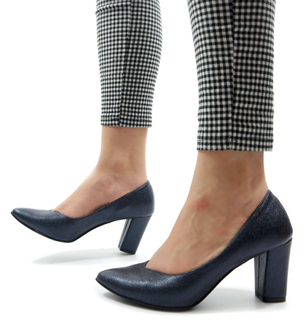 Damskie grafitowe półbuty słupek