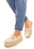 Damskie bardzo lekkie beżowe półbuty czółenka na koturnie platformie 