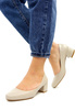 Damskie beżowe klasyczne czółenka klocek