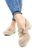 Damskie beżowe półbuty z łańcuchem