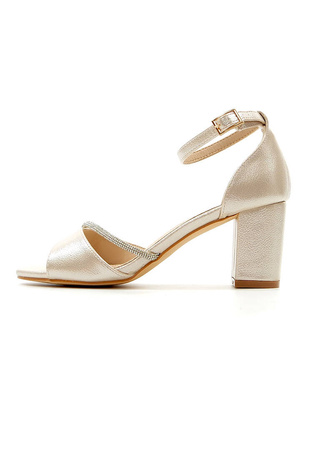 Damskie klasyczne złote sandały na słupku