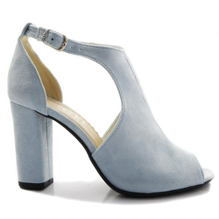 DAMSKIE BŁĘKITNE ZABUDOWANE SANDAŁY ZAMSZ
