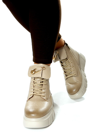 Damskie beżowe botki 19333 Potocki