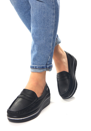 Damskie bardzo lekkie mokasyny półbuty na koturnie