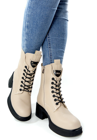 Damskie beżowe botki SKÓRA 10302 Cambell