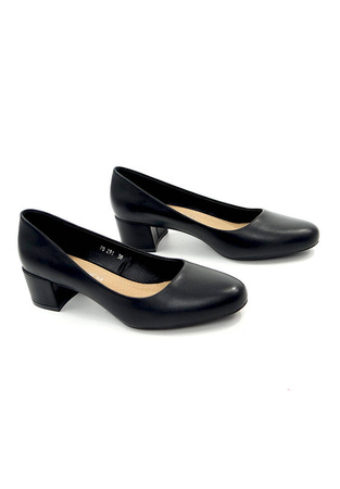 Damskie czarne klasyczne czółenka klocek