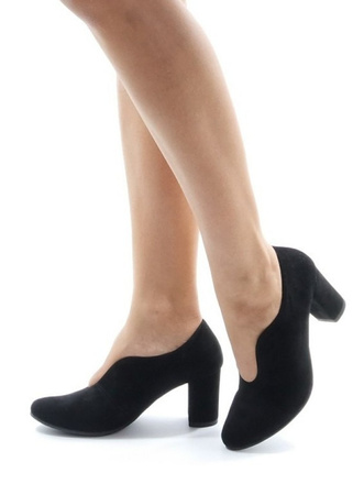 DAMSKIE CZARNE ZABUDOWANE PÓŁBUTY ZAMSZ