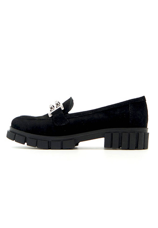 Damskie czarne półbuty klocek