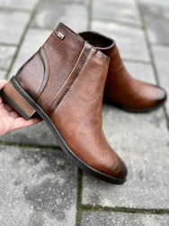 Damskie brązowe niskie botki na zamek 202 Sabatina