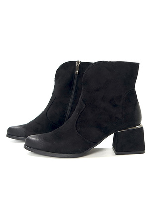 Damskie czarne krótkie botki na obcasie Potocki