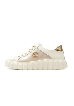 Damskie beżowe skórzane obuwie sportowe