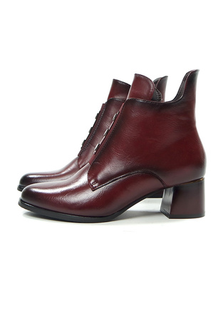 Damskie bordowe botki na obcasie 12667 potocki