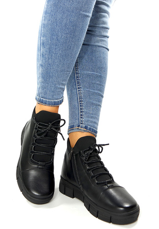 Damskie czarne botki SKÓRA 19341 Cambell