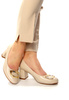 Damskie beżowe półbuty czółenka na słupku Potocki