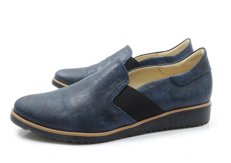 Damskie granatowe wciągane półbuty