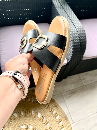 Damskie płaskie czarne klapki