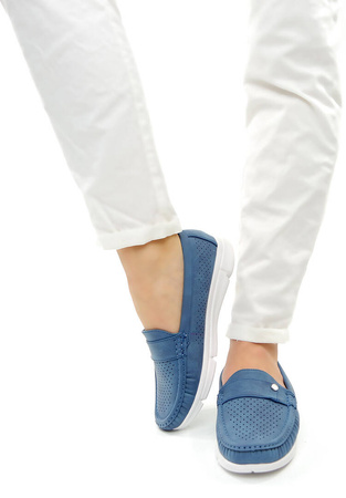 Damskie lekkie niebieskie błękitne mokasyny