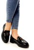 Damskie czarne mokasyny półbuty na klocku Potocki