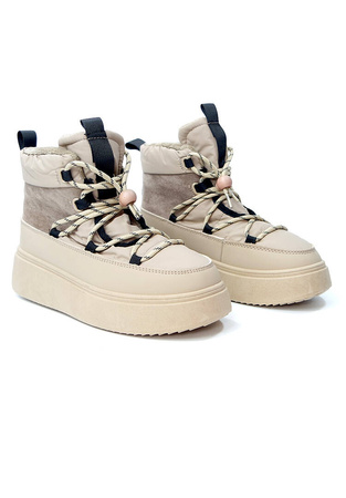 Damskie beżowe śniegowce na platformie Potocki