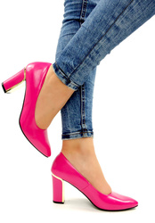 Damskie fuksja eleganckie czółenka słupek wyższe
