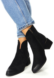 Damskie czarne krótkie botki na obcasie Potocki