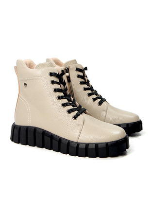 Damskie czarne botki zapinane wiązane Potocki