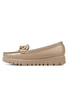 Damskie beżowe lekkie mokasyny półbuty z łańcuchem
