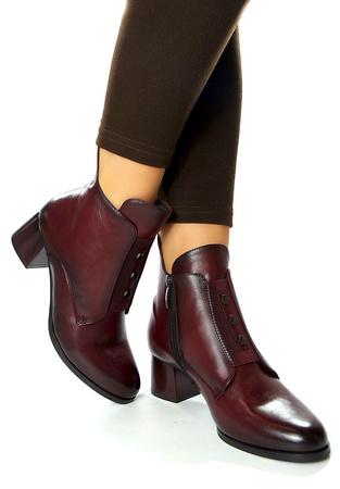 Damskie bordowe botki na obcasie 12667 potocki