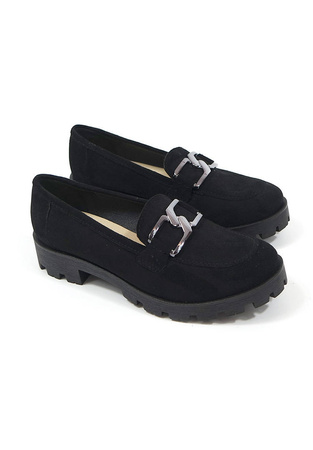 Damskie czarne półbuty klocek