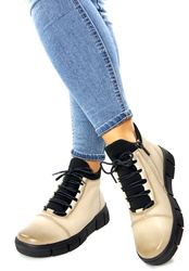 Damskie beżowe botki SKÓRA 19341 Cambell