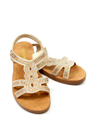 Damskie beżowe płaskie sandały