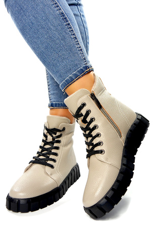 Damskie czarne botki zapinane wiązane Potocki