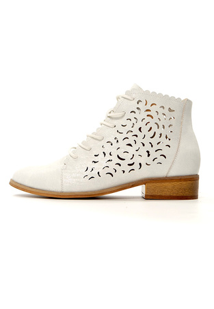 Damskie srebrne ażurowe botki wiosenne Potocki