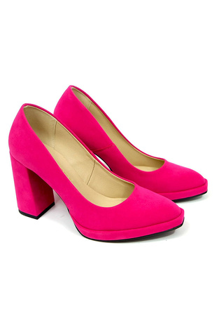 Damskie fuksja czółenka zamsz platforma słupek