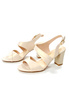 Damskie beżowe perłowe sandały wyższy słupek Sergio Leone