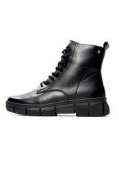 Damskie czarne botki trapery na koturnie Potocki