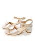 Damskie złote sandały na klocku Sabatina