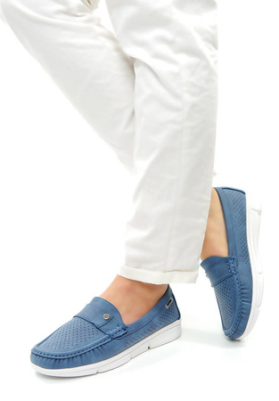 Damskie lekkie niebieskie błękitne mokasyny