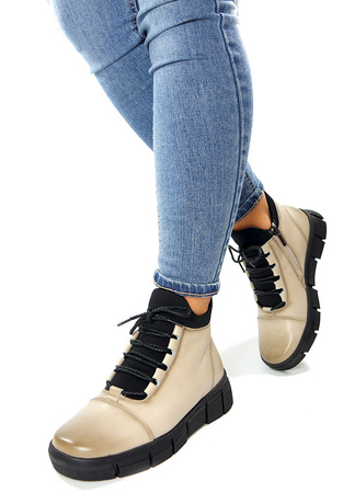 Damskie beżowe botki SKÓRA 19341 Cambell