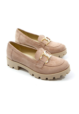 Damskie beżowe półbuty klocek