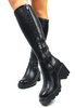 Damskie czarne długie kozaki elastyczne 12533 Potocki