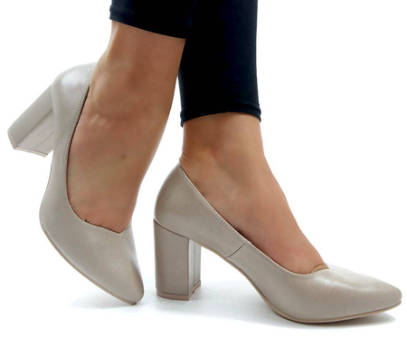 Damskie beżowe półbuty słupek