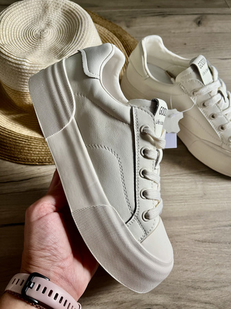 Damskie beżowe trampki ze skóry naturalnej