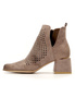 Damskie beżowe khaki ażurowe botki kowbojki na obcasie Potocki