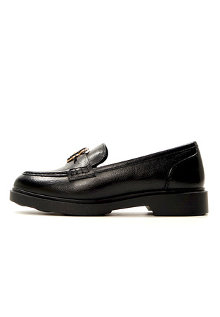 Damskie czarne mokasyny półbuty na klocku Potocki