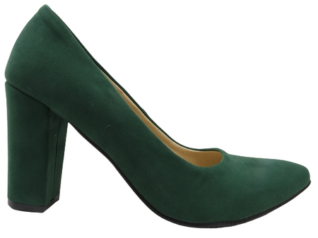 Damskie butelkowa zieleń półbuty słupek