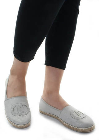 Damskie srebrne espadryle